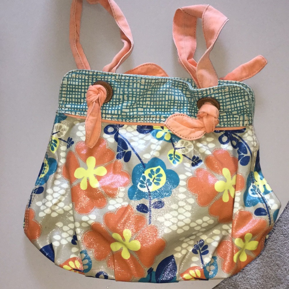 Fossil coated canvas floral print hobo bag